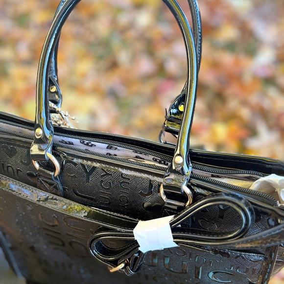 NWT-Juicy Couture Large Black Embossed Logo Tote - Picture 6 of 8